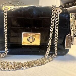 Coach Black purse with gold chain